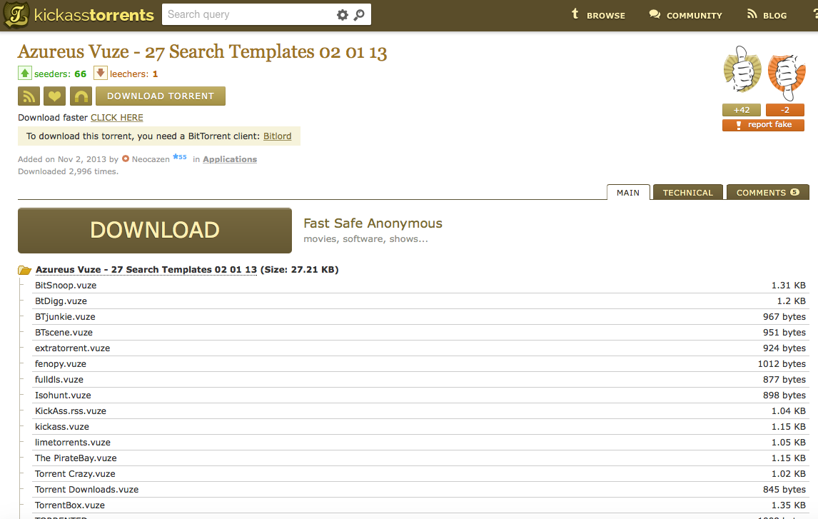 Azureus Vuze -25 Search Templates 02 10 13 Full Version